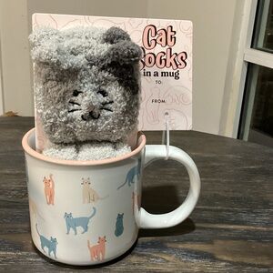 Gray Cat Socks in a Mug